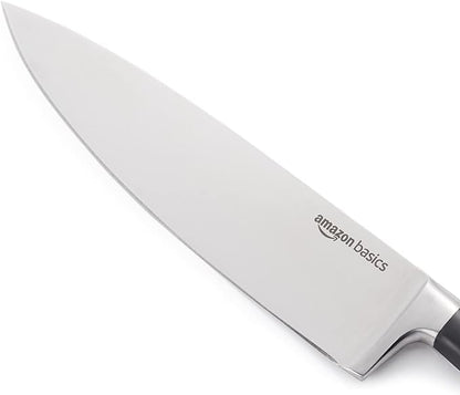 Amazon Basics Classic 8-inch Full Tang High Carbon Stainless Steel Chef's Knife, Multipurpose Kitchen Knife with Three Rivets, Silver - Image 3