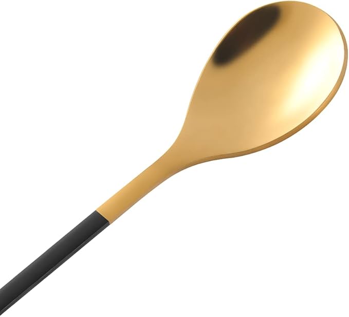 AnSaw Elegant Black & Gold Leaf Espresso Spoons - 10-Piece, 4.7" Mini Stainless Steel Coffee & Dessert Tea Spoons, Perfect for Demitasse & Small Servings - Image 5