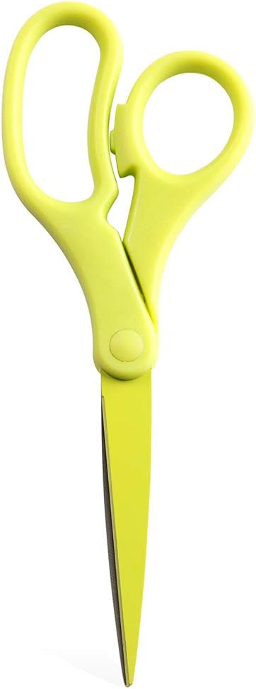 JAM PAPER Multi-Purpose Precision Scissors - 8 Inch - Neon Lime Green - Ergonomic Handle & Stainless Steel Blades - Sold Individually by JAMPaper