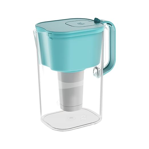 HOMEWATER 10-Cup Pitcher Filter (Teal) – BPA-Free, High-Capacity 2.4L Pitcher with Fast-Flow Carbon Filter, Wide Mouth for Easy Pouring, Removable Filter Replacement, Locking Lid, and Dishwasher-Safe