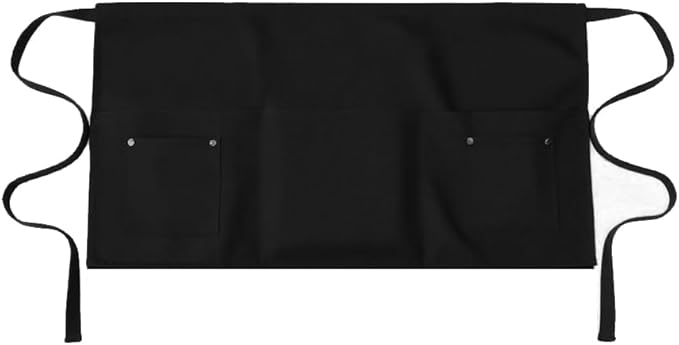 TiwerlfeServer Waist Aprons with 5 Pockets - 11.5 Inch Waterdrop & Oil Resistant Waitress Waiter Half Apron