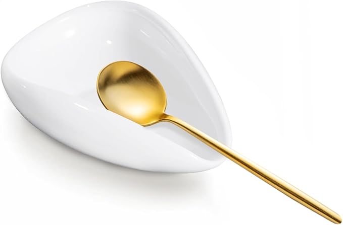 Ceramic Coffee Spoon Rest, Small White Spoon Holder for Coffee Bar, Mini Spoon Rest for Coffee Station, Teaspoon and Stirrer Holder, Spoon Not Included by Unknown