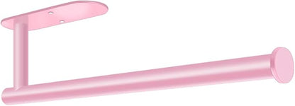 MGahyi Paper Towel Holder Wall Mount, Self Adhesive Or Drilling Paper Towel Holder Under Cabinet, 13.2 inch Stainless Steel Kitchen Paper Towel Roll Rack, Bathroom Towel Roll Hanger(Rectangle-Pink) by MGahyi