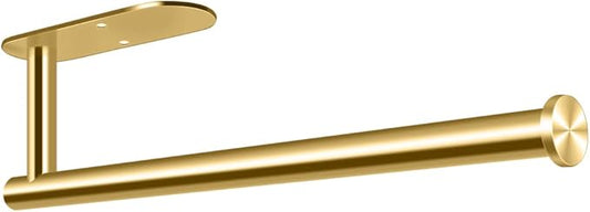 MGahyi 13.2 Inch Wall Mount Paper Towel Holder, Self Adhesive & Drilling Dual Use Under Cabinet Towel Rack, L-Type Rust Resistant Metal Roll Hanger for Kitchen, Bathroom, Pantry(Gold, Rectangle) by MGahyi
