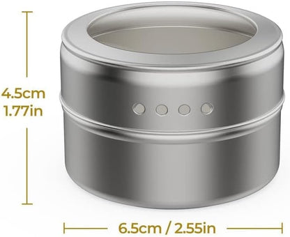 Vetacsion Set of 8 Magnetic Spice Tins with 2 Metal Wall-Plates,100 Preprinted Seasoning Label Stickers,2 Styles for 3 oz Herb Jars - Image 3