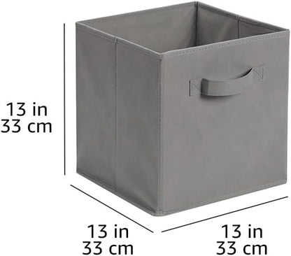 Amazon Basics Collapsible Fabric Storage Cube Bins Organizer with Handles for Organizing, Sturdy, Gray, 13 x 13 x 13 inch, 6-Pack - Image 5