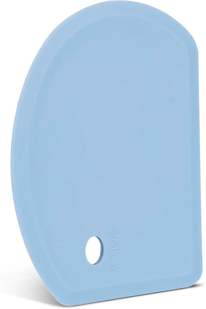Silicone Dough Scraper with Stainless Steel Sheet, Curved Edge Flexible Bowl Scraper for Baking, Food Grade Silicone Bench Scraper for Sourdough Bread Proofing Basket, 5.98" × 4.3", Blue, SAPID by SAPID