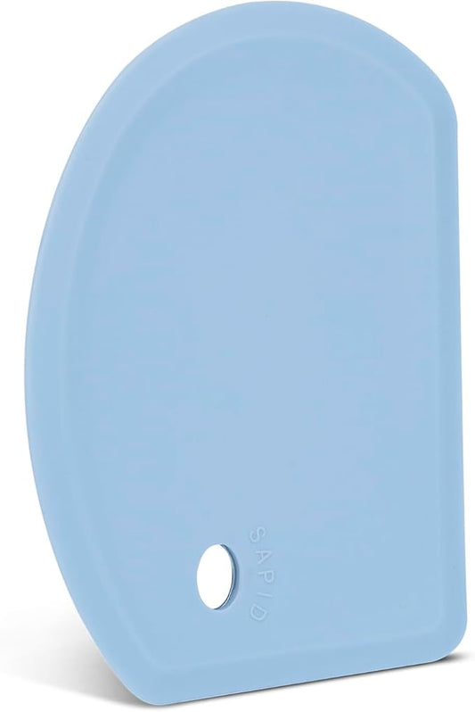 Silicone Dough Scraper with Stainless Steel Sheet, Curved Edge Flexible Bowl Scraper for Baking, Food Grade Silicone Bench Scraper for Sourdough Bread Proofing Basket, 5.98" × 4.3", Blue, SAPID by SAPID