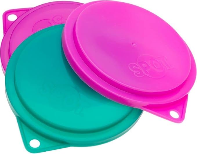 SPOT Pet Food Can Covers - Reusable Lids for Cat or Dog Food Tin -Fits 2.9 inch and 3.3 inch Diameter Cans, Fits Most Canned Foods - Durable, Easy to Use - Keeps Food Fresh - 3 Pack, Assorted Colors