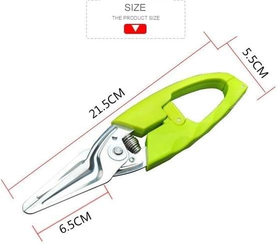 Multi Function Kitchen Garden Shears Spring-Loaded With Anti-Slip Handle & Safety Lock Cooking Scissors for Food Meat, Floral Trimming, Green - Image 6