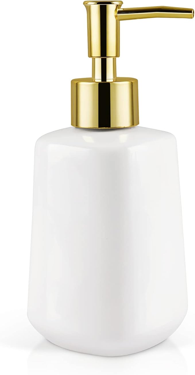 Natheeph Dish Soap Dispenser, Hand Soap Dispenser Ceramic Bottle, Refillable Liquid Great for Kitchen Dish Soap, Hand Soap, Essential Oil & Lotion (Bright White) by Natheeph