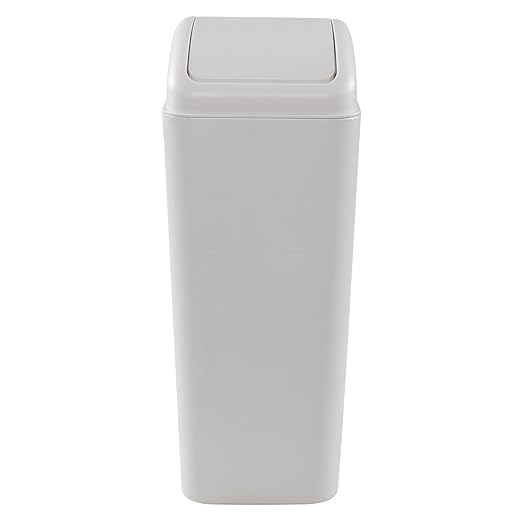 3.5 Gallons/14 Liter Small Trash Can, Plastic Swing Lid Garbage Bin，9.8" x 6.6" x 16.7" by Leendines