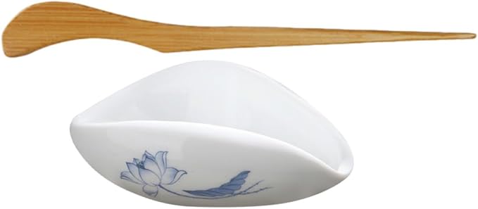 Ceramic Tea Leaf Holder Plate with Tea Spoon Scoop Coffee Bean Dosing Tray Vintage Style and Daily Use