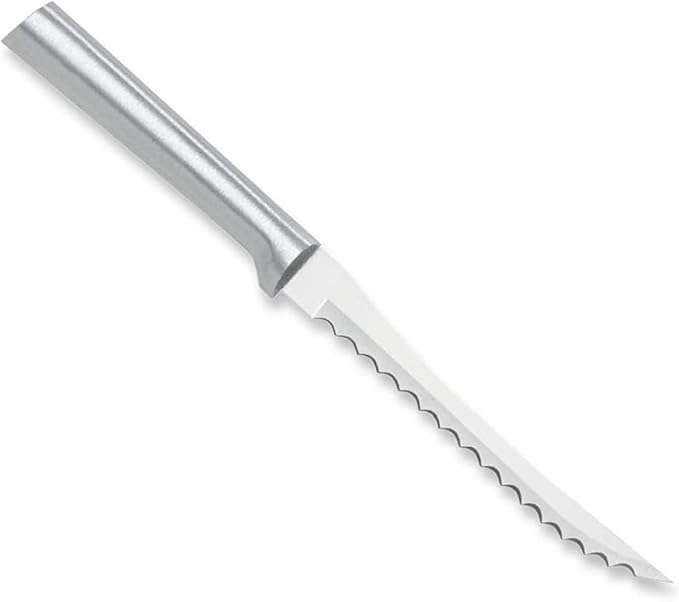 Rada Cutlery Tomato Slicer Knife (R126), 5" Stainless Steel Serrated Blade, Silver Handle, Pack of 6