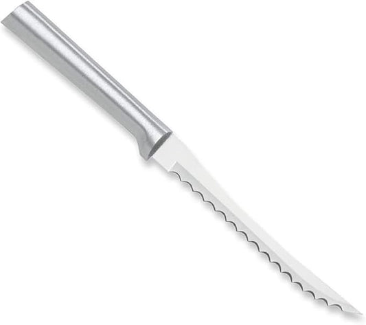 Rada Cutlery Tomato Slicer Knife (R126), 5" Stainless Steel Serrated Blade, Silver Handle, Pack of 6