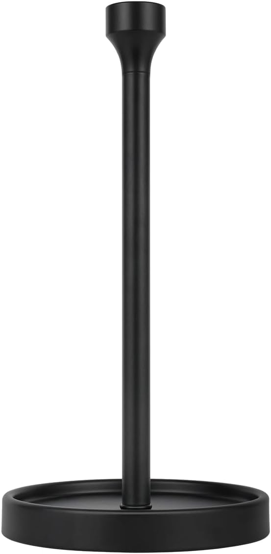 Ivilon Countertop Paper Towel Holder - Modern Bell End Minimalist Design - Fits All Paper Towel Roll Sizes - Color Black by Ivilon