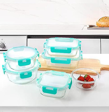 24-Piece Glass Food Storage Containers with Locking Lids,Glass Meal Prep Containers Set - Airtight Lunch Containers, Microwave, Oven, Freezer and Dishwasher,Green - Image 7