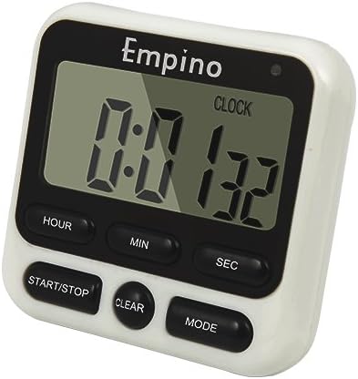 Digital Kitchen Timer - Empino Upgraded 24-Hours Cooking Timer Clock Countdown Multifunction with Big Digits, Loud Alarm, Magnetic Backing Stand, and Memory for Cooking Baking Exercise, White