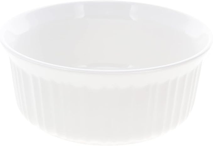CorningWare FS5 1.5qt Round French White Casserole Dish & F-5-PC 1.5qt French White Plastic Lid