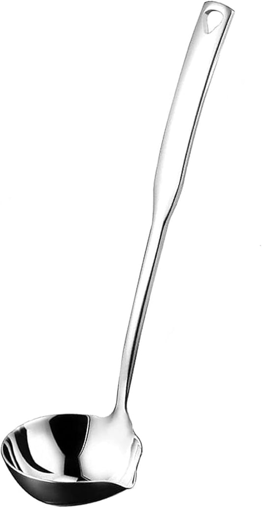 Soup Ladle 304 Stainless Steel Heavy Ladle with Pour Spout for Soups, Serving, Cooking, Stews and More 11.8 inch by ZDFQly