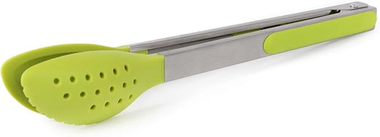 Dexas Spoon & Strain Tongs with Gravity open & Close Operation, 12", Green by Dexas