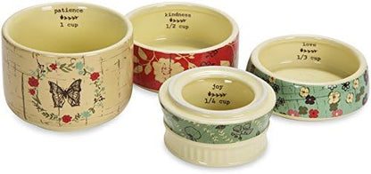 Pavilion Gift Company Live Simply Floral Mason Jar Measuring Cups, Multicolor
