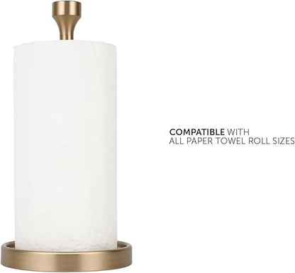 Ivilon Countertop Paper Towel Holder - Modern Bell End Minimalist Design - Color Warm Gold - Image 3