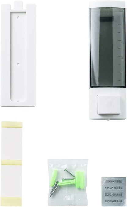 Soap Dispensers 250ml ABS Plastic Drill Free with Adhesive or Wall Mount with Screws Liquid Hand Shower Dispenser for Bathroom or Kitchen