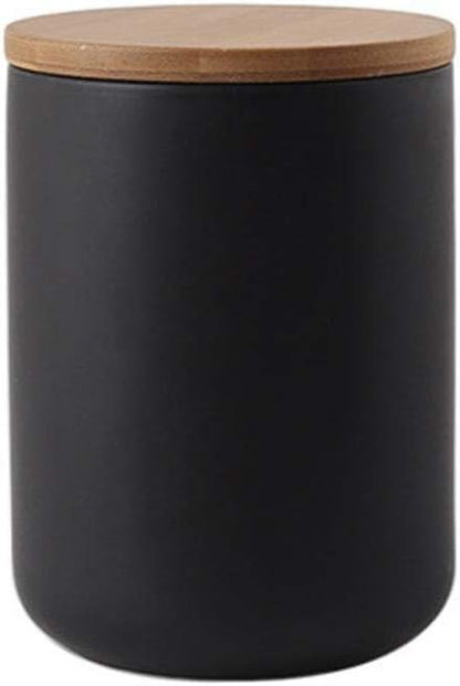 MilkyWay Food Storage Jar Strong Ceramic Storage Canisters with Airtight Seal Bamboo Lid Modern Design Seal Damp-Proof Kitchen Jar for Coffee, Tea, Spice and More (Black(M: 27oz/800ml))