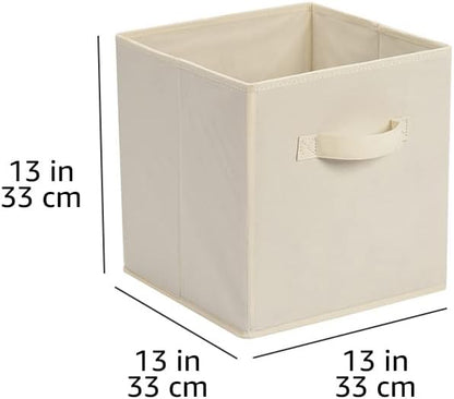 Amazon Basics Collapsible Fabric Storage Cube Bins Organizer with Handles for Organization and Organizing Solution, 13"x13"x13", Beige, 6-Pack - Image 5