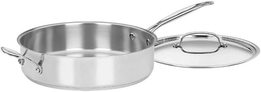 Cuisinart 5.5 Quart Sauté Pan w/ Cover, Stainless Steel Pan with Lid, Large Kitchen Pan, Dishwasher Safe, Compatible with Induction, Electric, Gas Cooktops, Oven Safe Saucepan, Cool Grip Handles by Cuisinart
