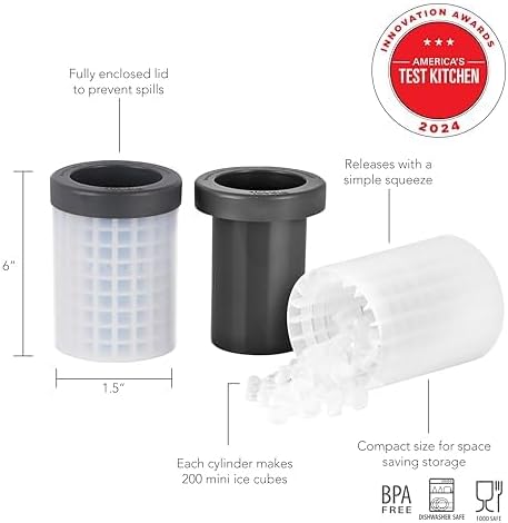 Tovolo Mini Ice Cylinder- Squeeze & Release- Set of 2, 1000422, Gray - Image 5