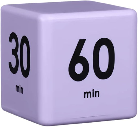 Feilifan Cube Timer, Dice Timer with Gravity Sensor for Kitchen Studying Workout Classroom Kids ADHD 15-20-30-60 Minute Preset, Purple