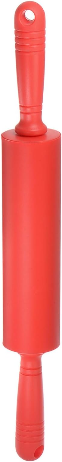HARFINGTON Silicone Rolling Pins for Baking 17 Inch Non Stick Rolling Pin Small Roller Playdough Rolling Pins with Hanging Hole for Dough Pizza Pastry Fondant Kitchen, Red