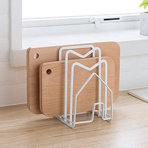 SUNFICON 2 Pack White Cutting Board Holder Rack Pot Pan Lids Holder Chopping Board Organizer Thin Bakeware Tray Dry Display Stand Kitchen Countertop Cabinet Office - Image 4