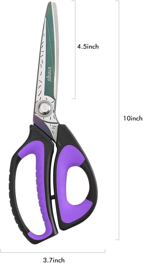 LIVINGO Heavy Duty Industrial Scissors: 10" Utility Stainless Steel Scissors all Purpose Premium Titanium Coating Forged Shop Shears for Household Pruning, Gardening, Construction, Black & Purple - Image 2