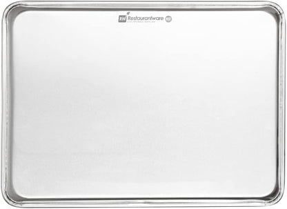 Restaurantware Met Lux 18 x 13 Inch Industrial Baking Pan 1 Heavy-Duty Bakery Sheet Pan - Rimmed Edges Endures Up To 392F Aluminum Half-Baking Sheet Dishwashable Ideal For Baking or Roasting