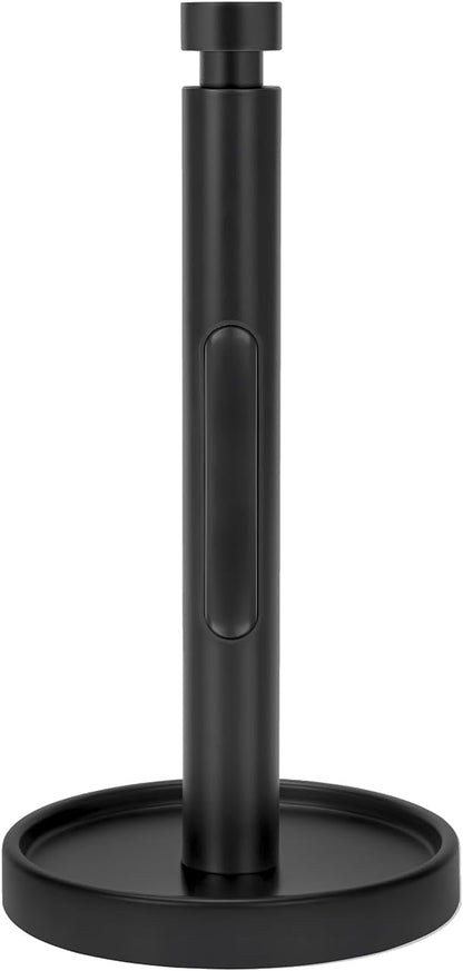 Ivilon Countertop Paper Towel Holder - Weighted Heavy Duty Steel Stand with Non-Slip Base for a Steady One-Handed One Sheet Tear - Fits All Rolls - Black by Ivilon