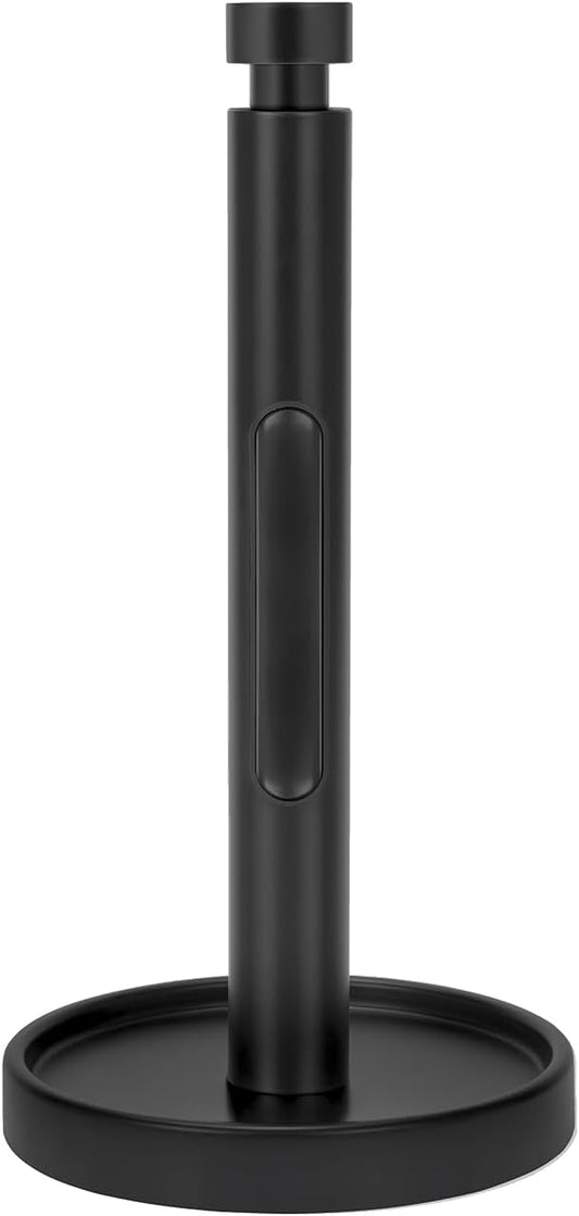 Ivilon Countertop Paper Towel Holder - Weighted Heavy Duty Steel Stand with Non-Slip Base for a Steady One-Handed One Sheet Tear - Fits All Rolls - Black by Ivilon