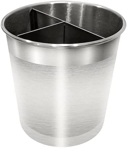 Cooler Kitchen Rotating Extra Large Stainless Steel Utensil Holder Caddy with Sturdy No-Tip Weighted Base, Removable Divider, and Gripped Insert Bottom -Dishwasher Safe Metal Cooking Utensil Holder - Image 8