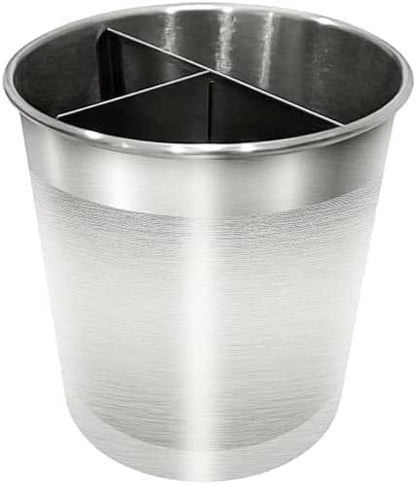 Cooler Kitchen Rotating Extra Large Stainless Steel Utensil Holder Caddy with Sturdy No-Tip Weighted Base, Removable Divider, and Gripped Insert Bottom -Dishwasher Safe Metal Cooking Utensil Holder - Image 8