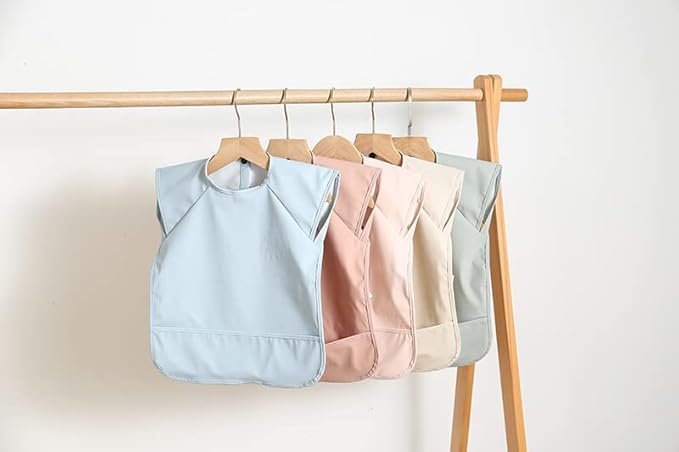 Waterproof Baby Bibs,Infant Toddler Extra Cover Feeding Bib With Food Catcher,Easy Clean & Washable