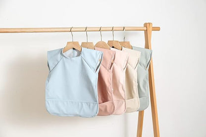 Waterproof Baby Bibs,Infant Toddler Extra Cover Feeding Bib With Food Catcher,Easy Clean & Washable