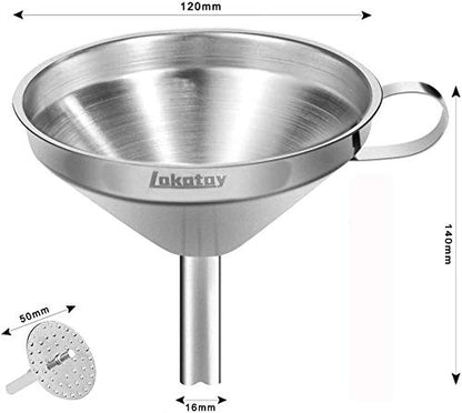 5-Inch Food Grade Stainless Steel Kitchen Funnel with 200 Mesh Food Filter Strainer for Transferring of Liquid Dry Ingredients and Metal Cooking Funnel - Image 3