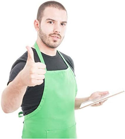 Total 12 PCS Plain Color Bib Apron Adult with 2 Front Pocket (Mixed Colour) - Image 8