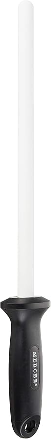 Mercer Culinary Ceramic Rod Knife Honing Steel,Black/White 10 Inch