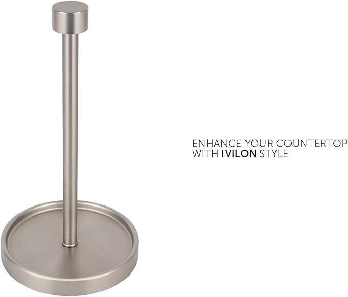 Ivilon Countertop Paper Towel Holder - Modern End Cap Minimalist Design - Color Brushed Nickel - Image 2