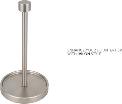 Ivilon Countertop Paper Towel Holder - Modern End Cap Minimalist Design - Color Brushed Nickel - Image 2