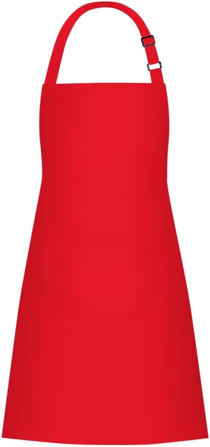 Jubatus 1 Pack Bib Aprons with 2 Pockets Cooking Chef Kitchen Apron for Women Men, Red by Jubatus