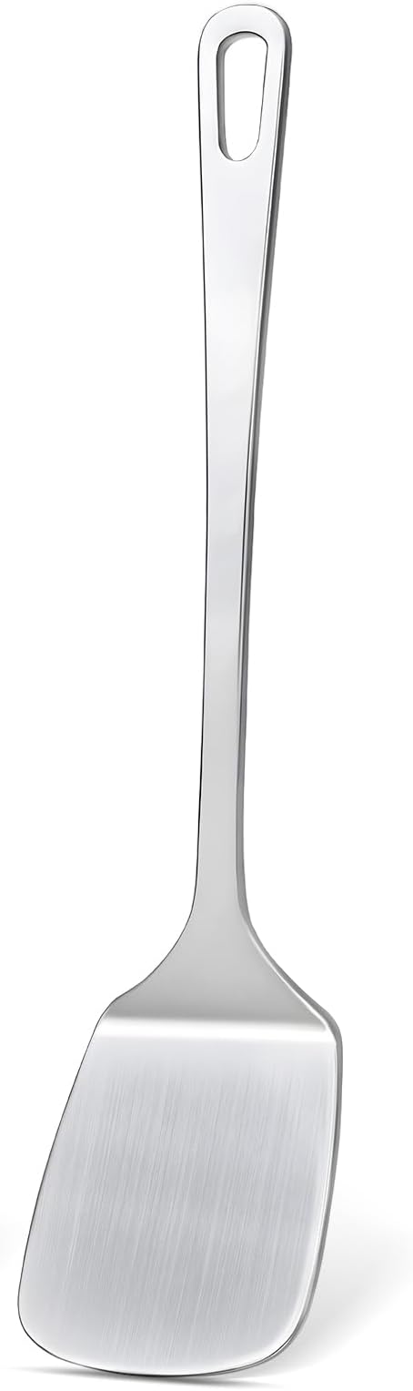 Stainless Steel Spatula, Metal Spatula Solid Turner, Heavy Duty Sturdy Spatulas for Kitchen Use, High Heat Resistant Cooking Utensils for Fish Eggs Pancakes, Dishwasher Safe, Easy to Clean, Silver by Unknown